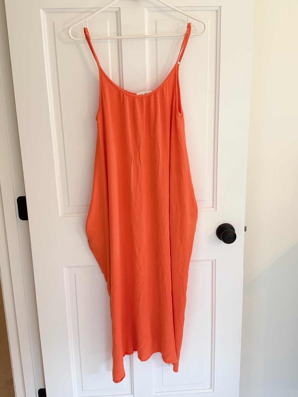 New In Orange Rayon Cami Midi Dress Sleeveless Pockets Size Small